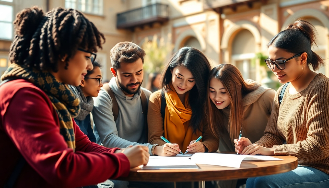 Students immersed in learning activities related to Avrupa'da Üniversite Okumak in a lively European university environment.