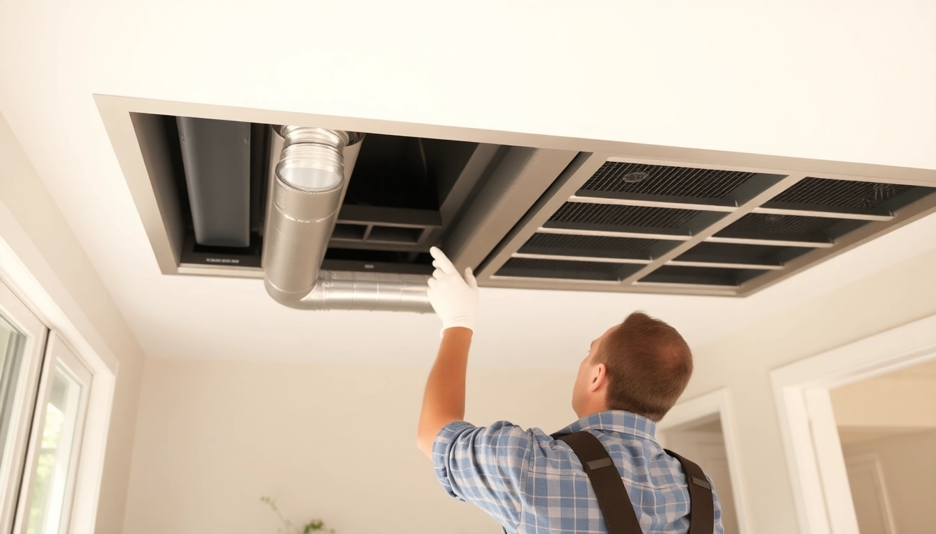 Air duct cleaning Salt Lake City service being performed in a well-lit residential space, showcasing professionals at work.