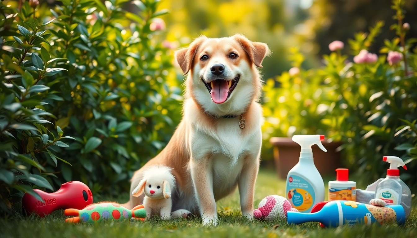 Engaging pet care scene showcasing Kate's K9 Pet Care through a happy dog in a vibrant garden.