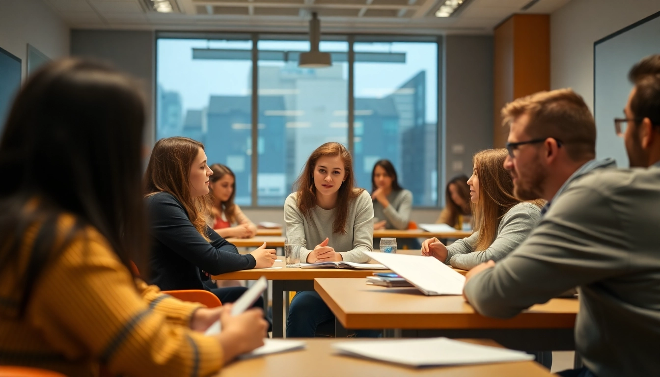 Students participating in a formation anglais juridique Lyon to enhance their legal English skills.