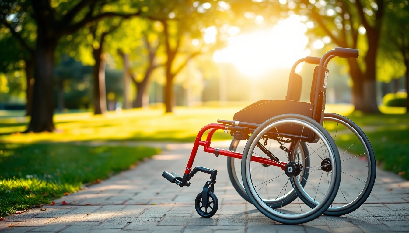 Manual wheelchair designed for comfort and mobility in an outdoor park setting.