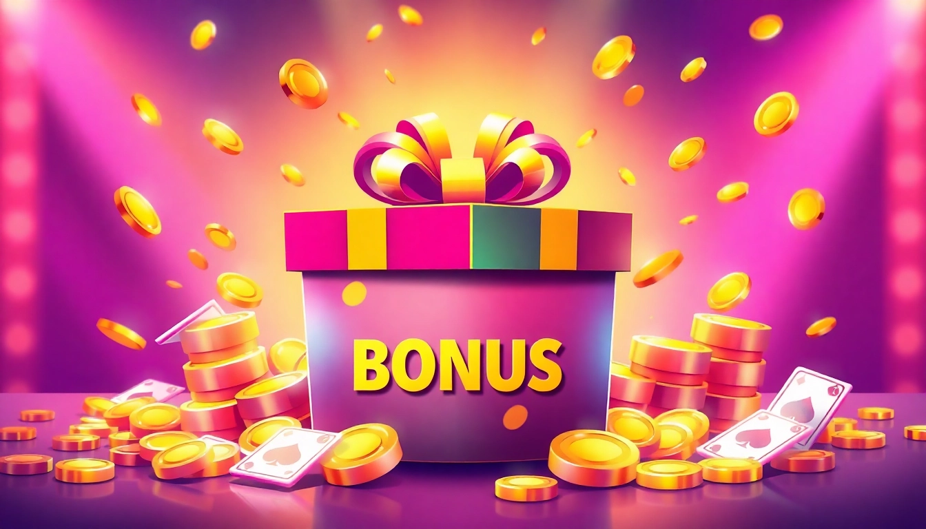 Celebrate your welcome bonus with a vibrant gift box and coins, symbolizing rewards and excitement.