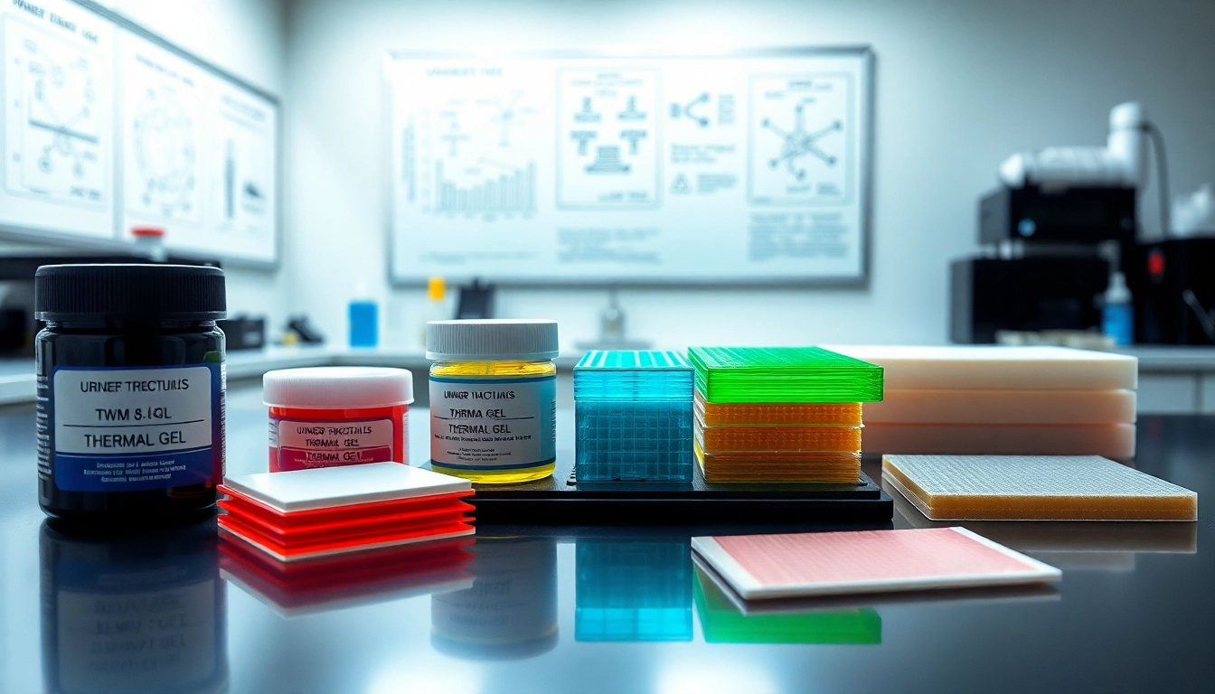 Highlighting thermal management materials on a table, showcasing various types and innovations in cooling technology.
