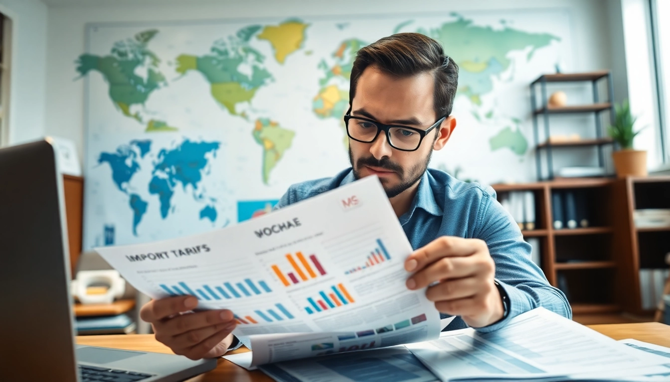 Understanding import tariffs China through analysis of trade data and documents in a professional setting.