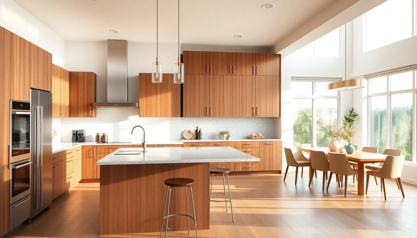 Showcase of home remodeling with a modern kitchen design featuring stylish appliances and inviting layout.