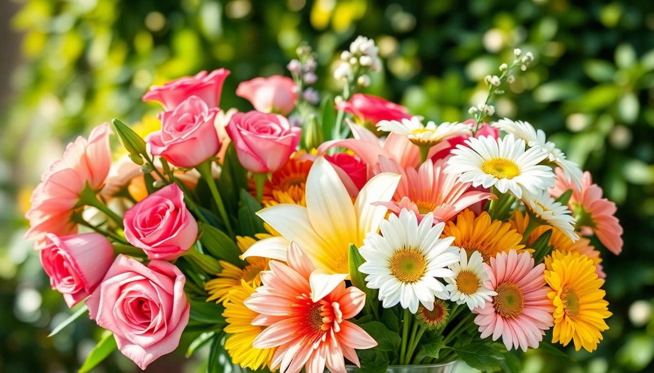 Gorgeous Irvine flowers in a bright bouquet showcasing seasonal blooms in a glass vase.