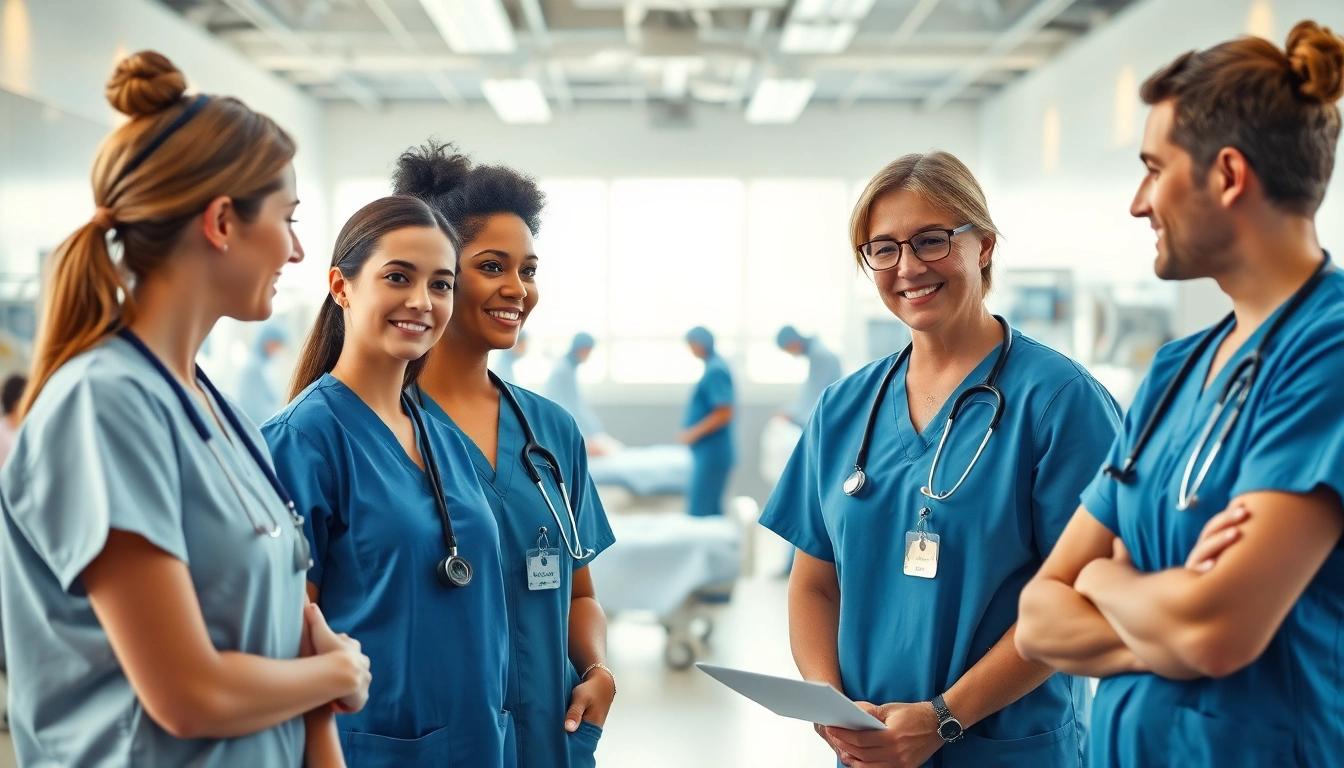 Highlighting a Health Care support Service team collaborating in a hospital setting, showcasing professionalism.