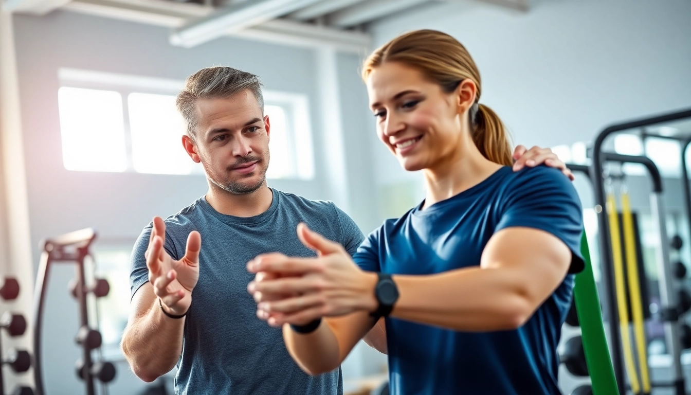 Engaged client receiving gym training consultation from a professional trainer.