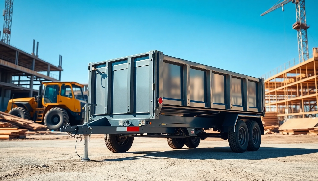 Find a high-quality dump trailer for sale near me in an attractive construction setting.