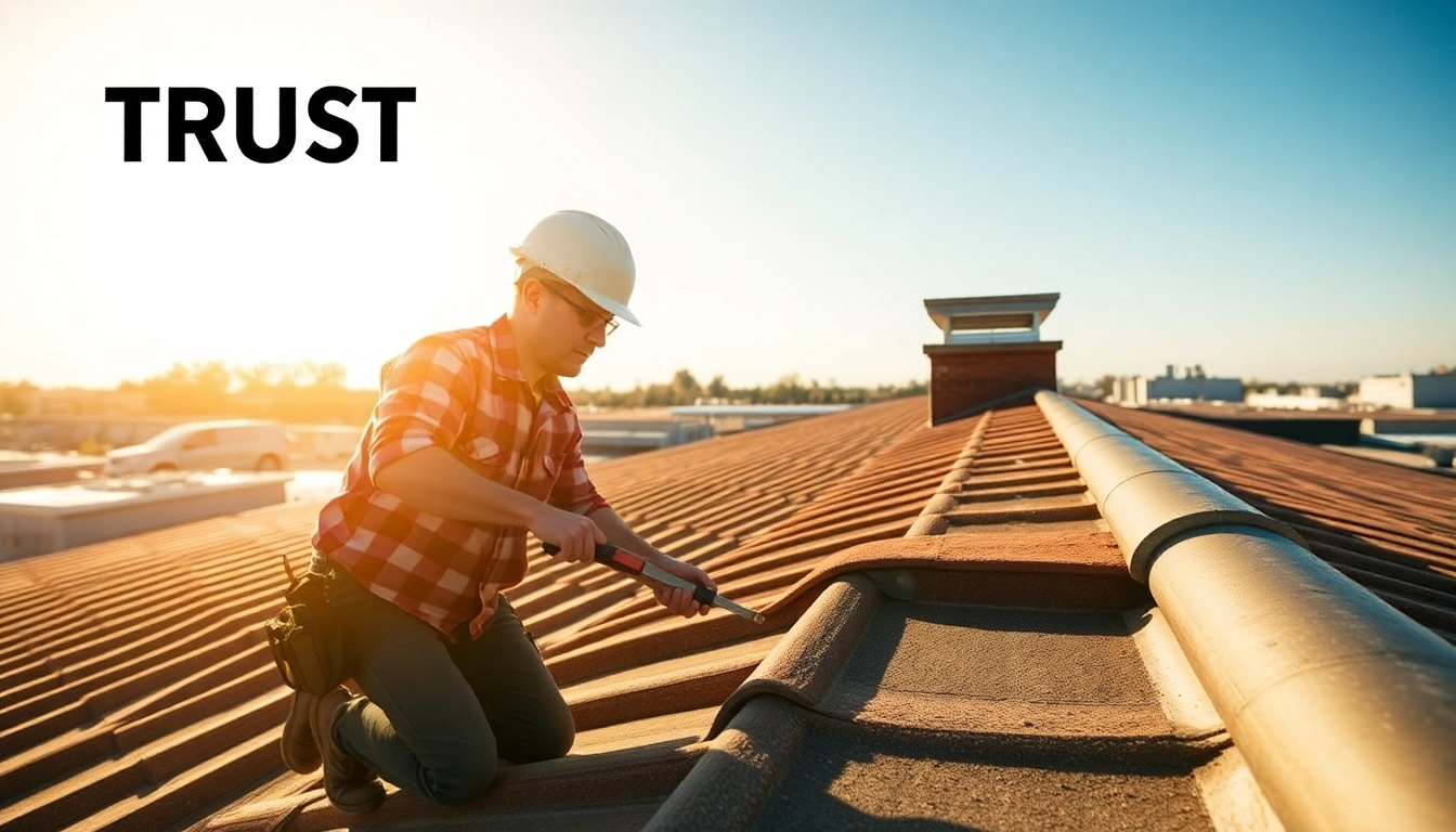 Showcasing commercial roofing services through skilled installation by a professional roofer