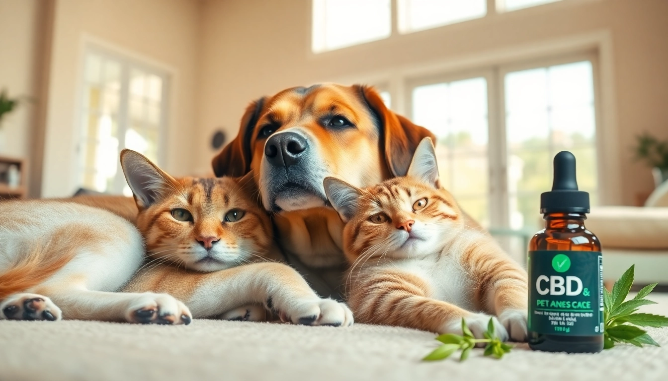 Support your pet's health with CBD For Pets, featuring a relaxed dog and cat in a sunny room.