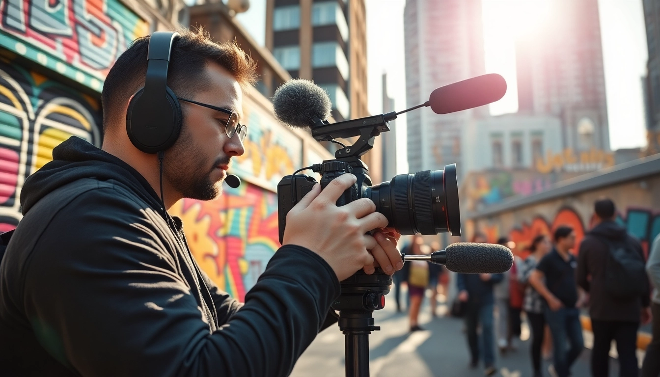 Filmmaker capturing Stories Documentaries Toronto on the vibrant streets of the city.