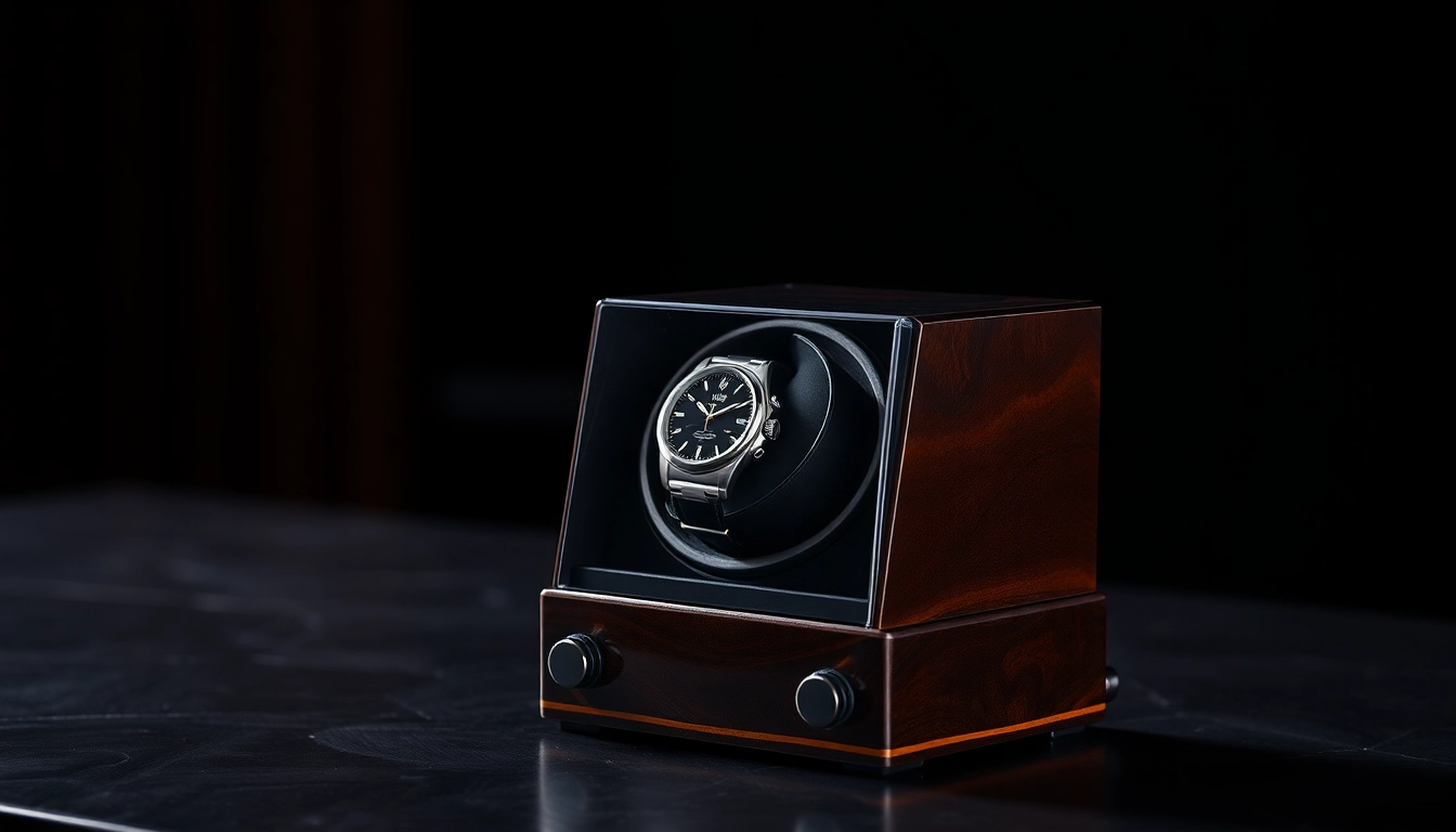 Elegant watch winder for rolex showcasing luxury design and craftsmanship in a sophisticated setting.