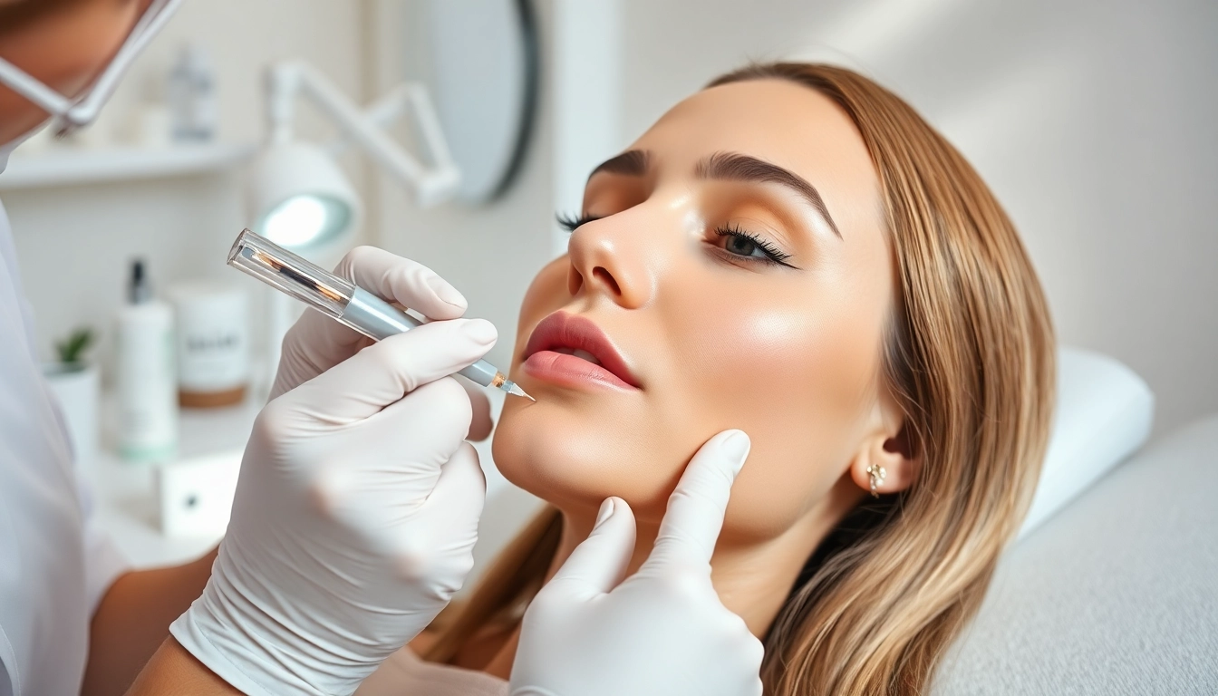 Receive jaw filler near me treatment from a professional in a serene clinic atmosphere.