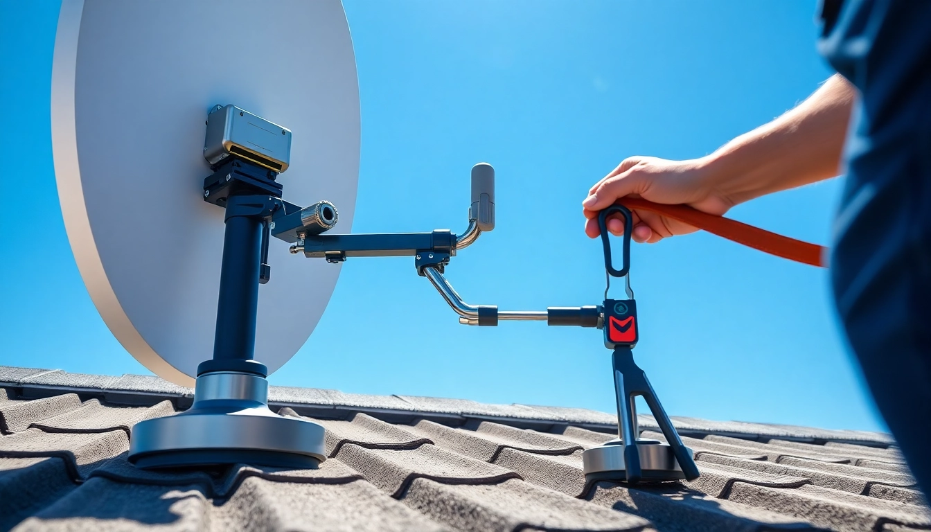 Securely installing a starlink mini mount on a rooftop, highlighting the installation process.