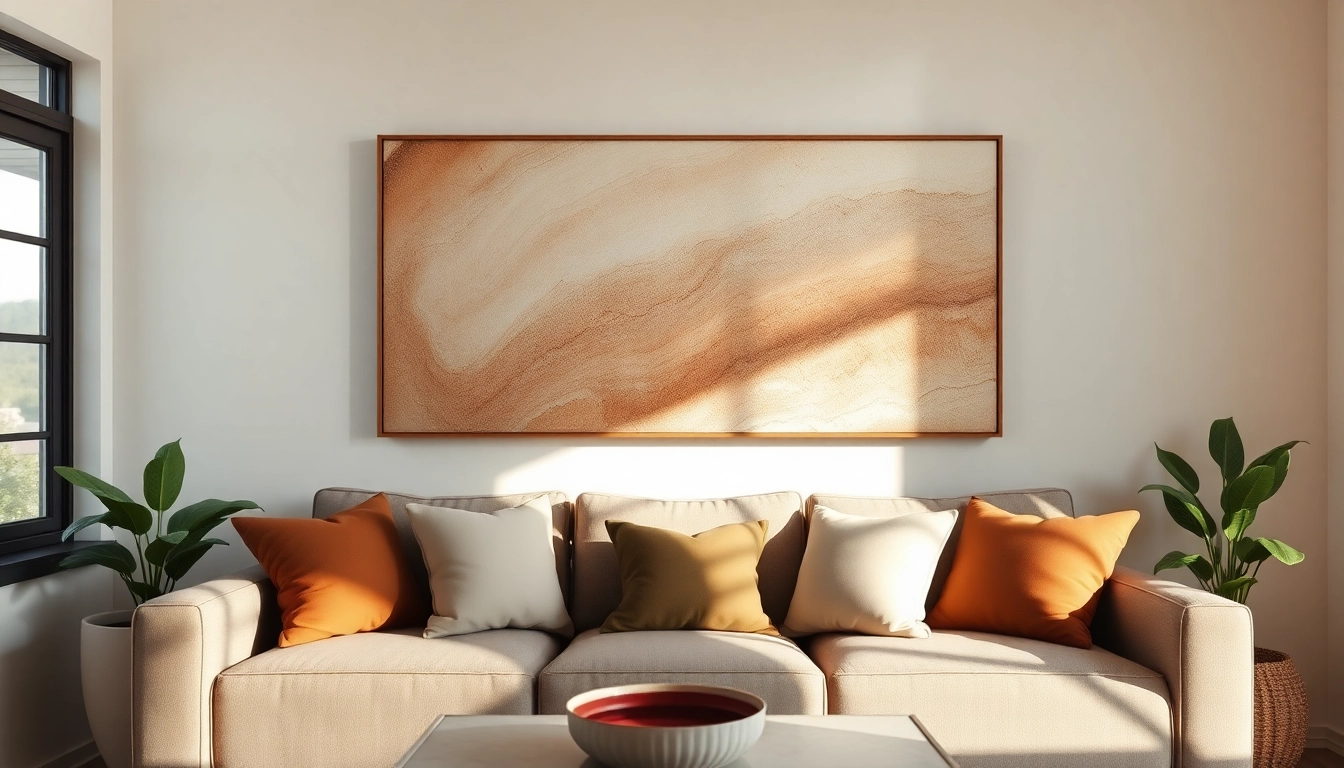 Showcasing a Framed Canvas Print in a cozy living room setting, enhancing home decor elegance.