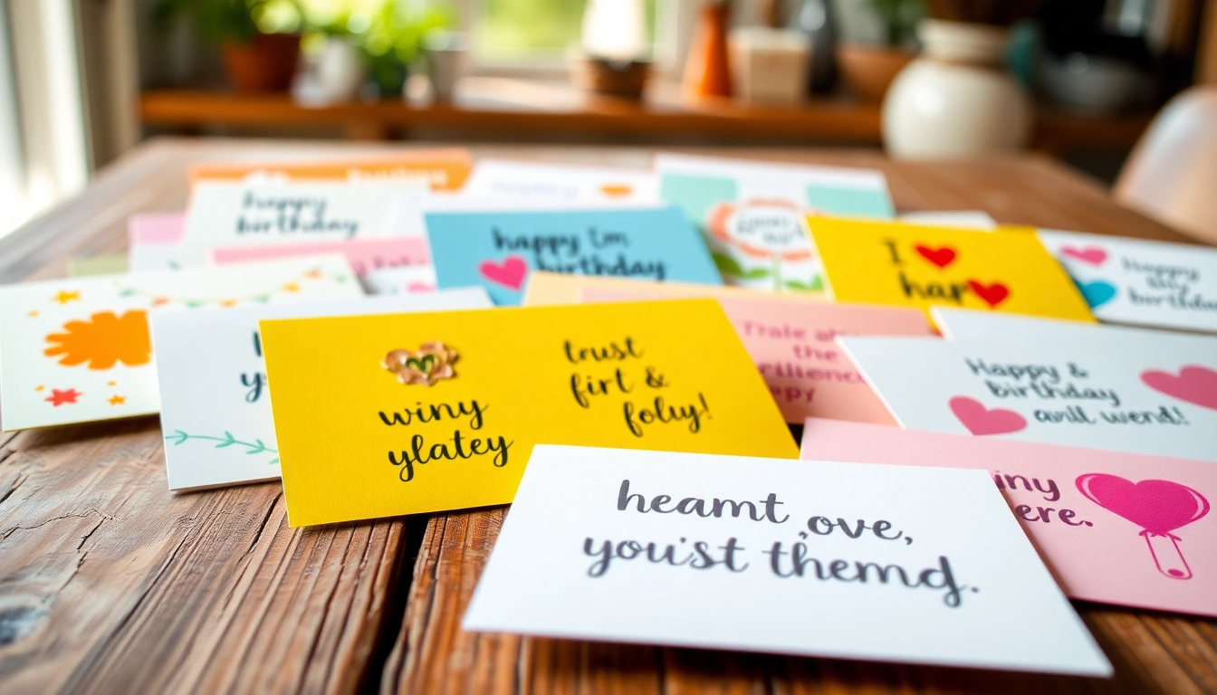 Bright next day greeting cards creatively arranged, showcasing colorful designs for joyful celebrations.