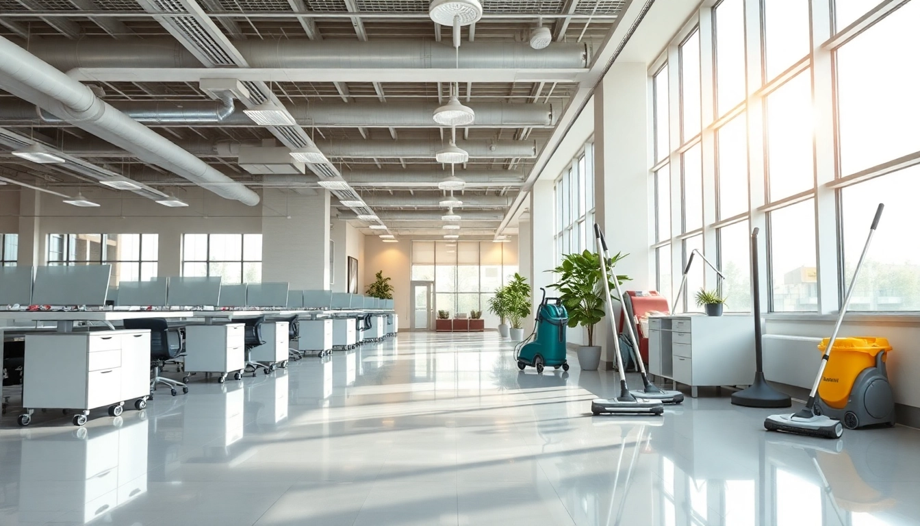 Enhancing commercial cleaning Melbourne in a bright office environment highlighting efficiency and professionalism.