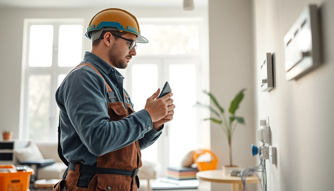 Electrical Contractor performing a wiring installation in a modern home.