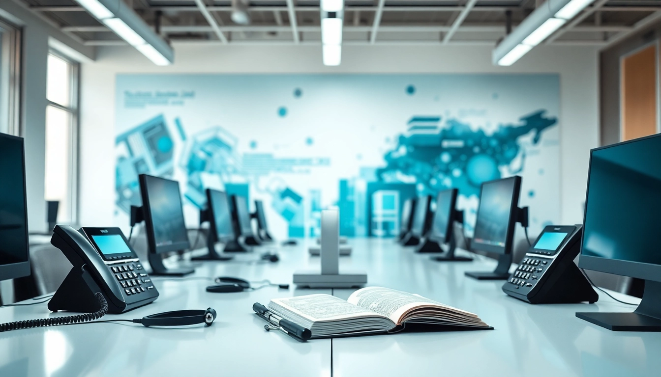 Verken VoIP telefonie met een moderne kantooropstelling vol innovaties en technologie.