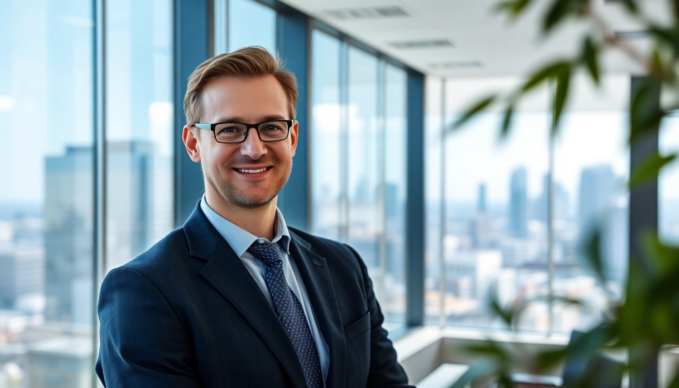 Thomas Schinecker confidently poses in a modern corporate setting, symbolizing leadership.