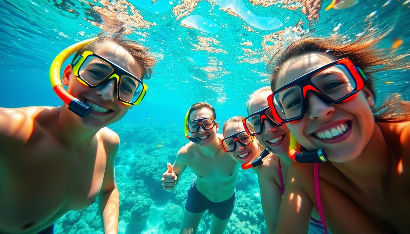Snorkel Puerto Rico adventure showcasing colorful snorkelers exploring vibrant coral reefs.