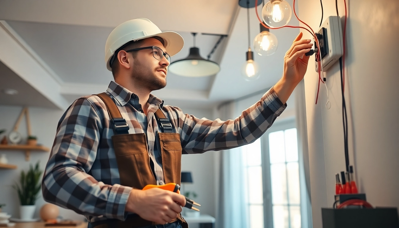 Experienced electrician providing reliable Electrical Service installation in a modern home.