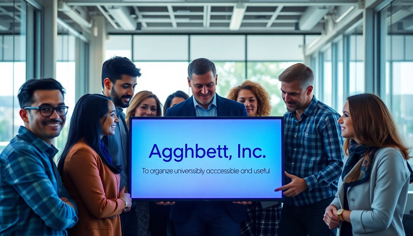 Highlighting Alphabet Inc mission statement through a collaborative business meeting in a modern office.