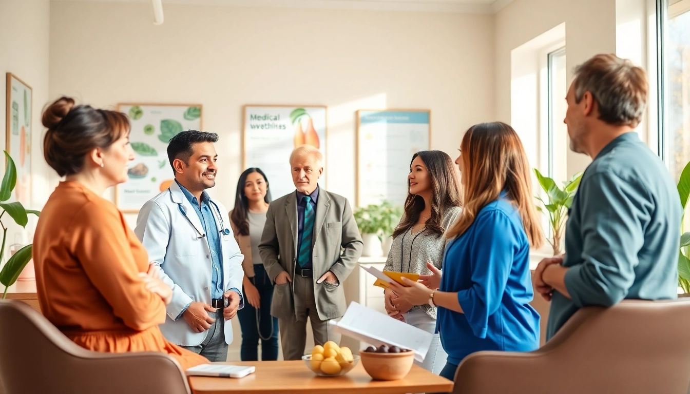 Health expert guiding clients on Medical Weight Loss strategies in a serene clinic setting.