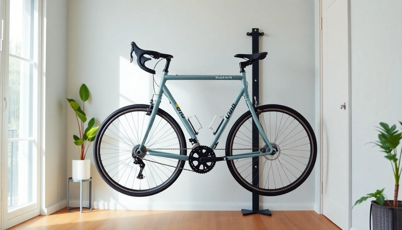 Optimize your Apartment bike storage with a stylish and efficient vertical bike rack in a modern living space.