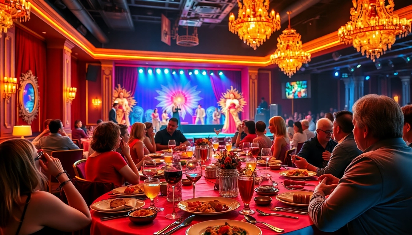 Guests enjoying las vegas dinner shows with vibrant performances and exquisite cuisine