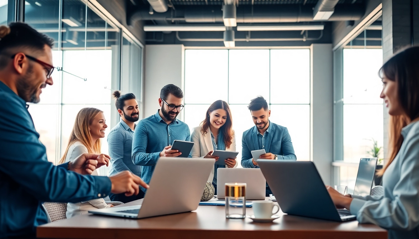 Dynamic collaboration at a web design company Kansas City showcasing innovative ideas and teamwork.