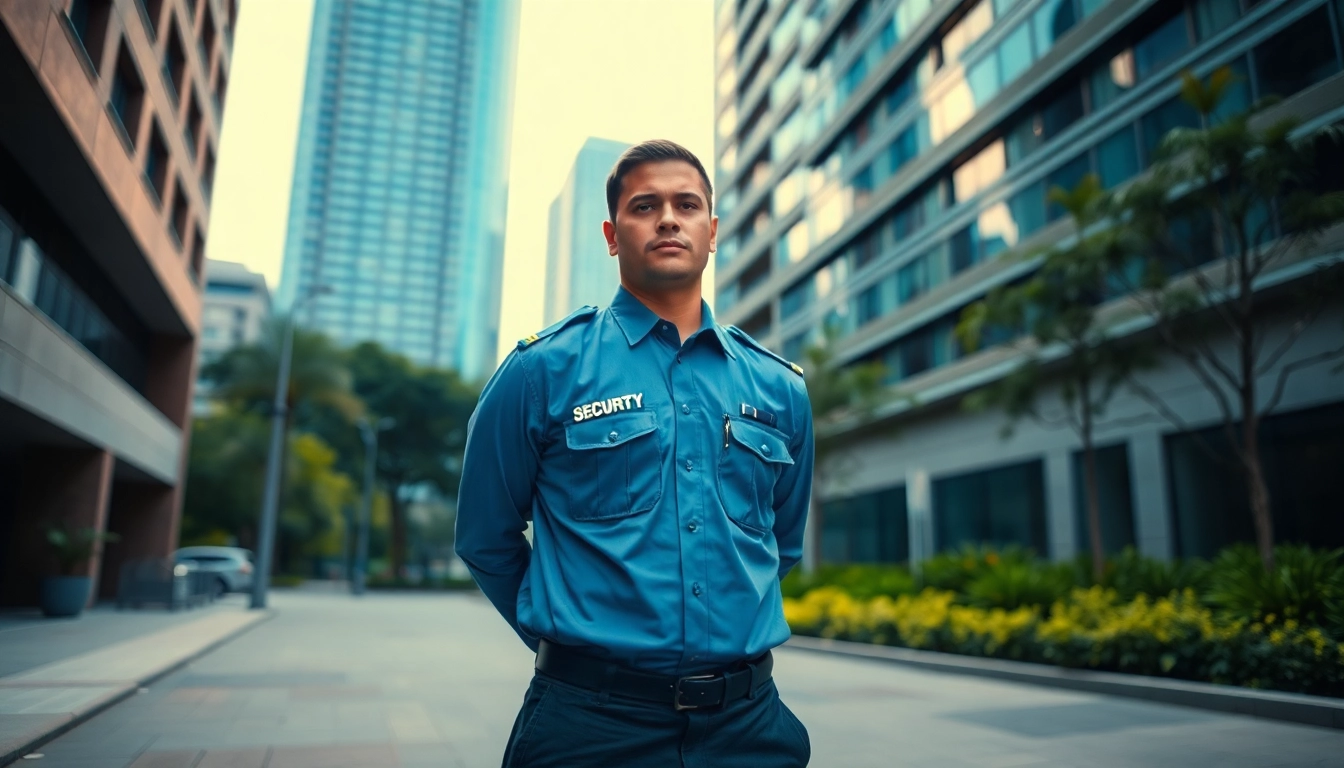 Security guard services provider showcasing professionalism and vigilance in an urban setting.