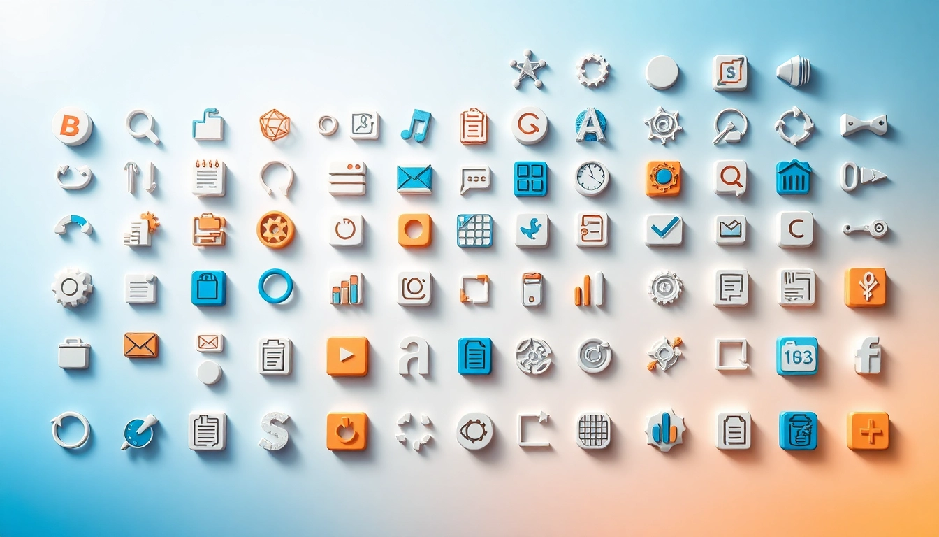 Showcase of diverse Icons in various styles and colors on a professional backdrop.
