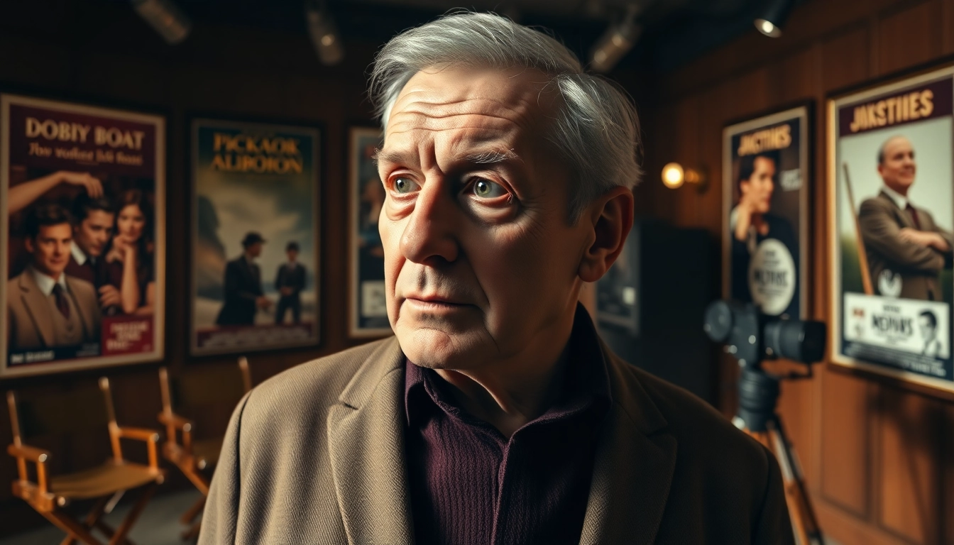 James Broadbent portraying a thoughtful character in a vintage film set.
