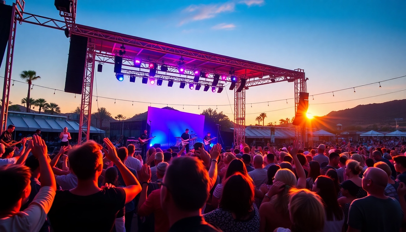 Experience lively henderson entertainment at a vibrant outdoor concert with dancing crowds.